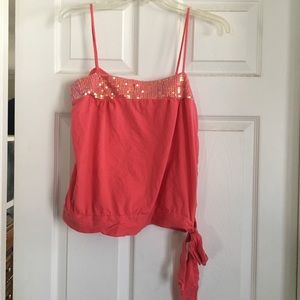 Coral tank with sequins.